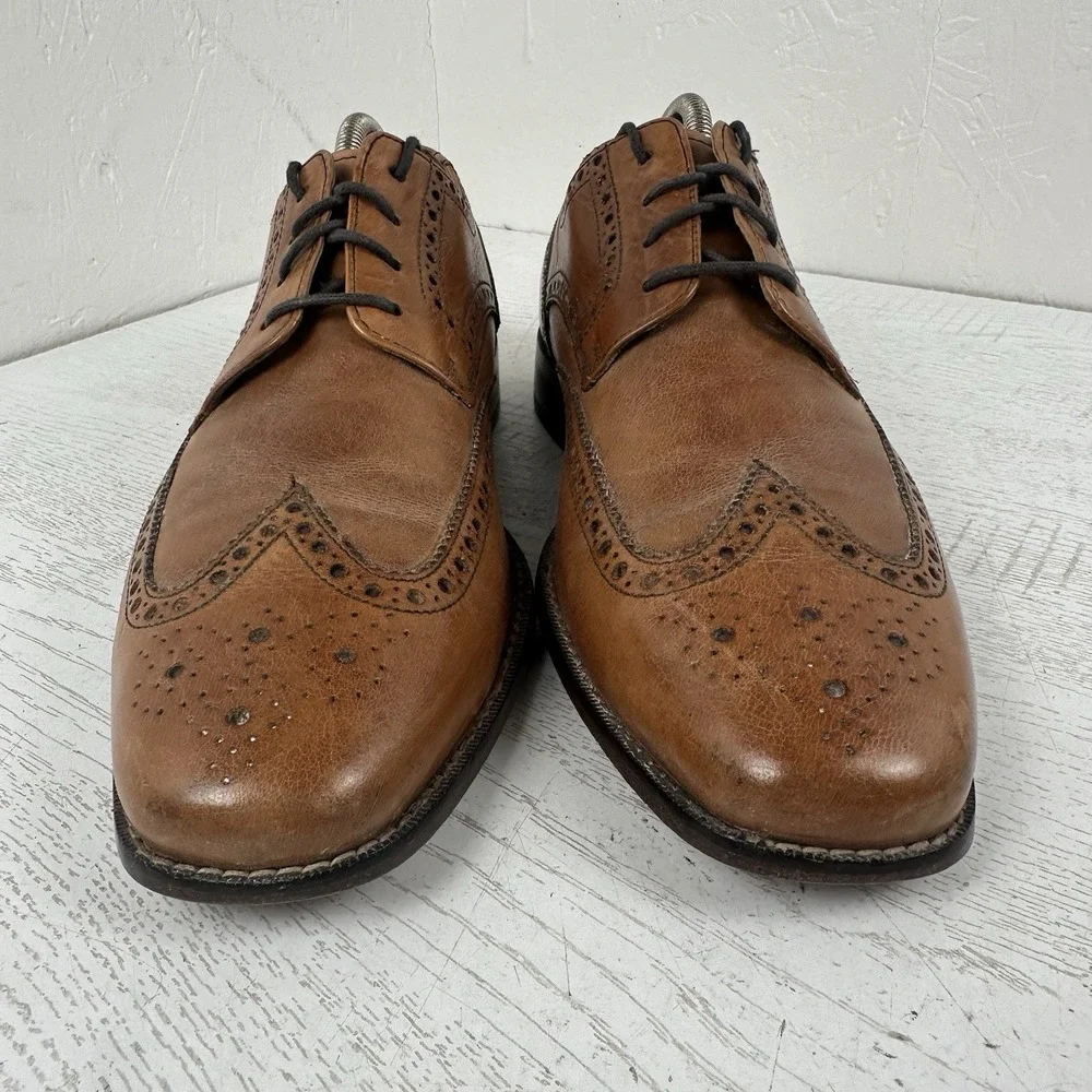 Cole Haan Air Giraldo Wingtip Derby Comfort Dress Shoes Men's 10.5 Tan Excellent